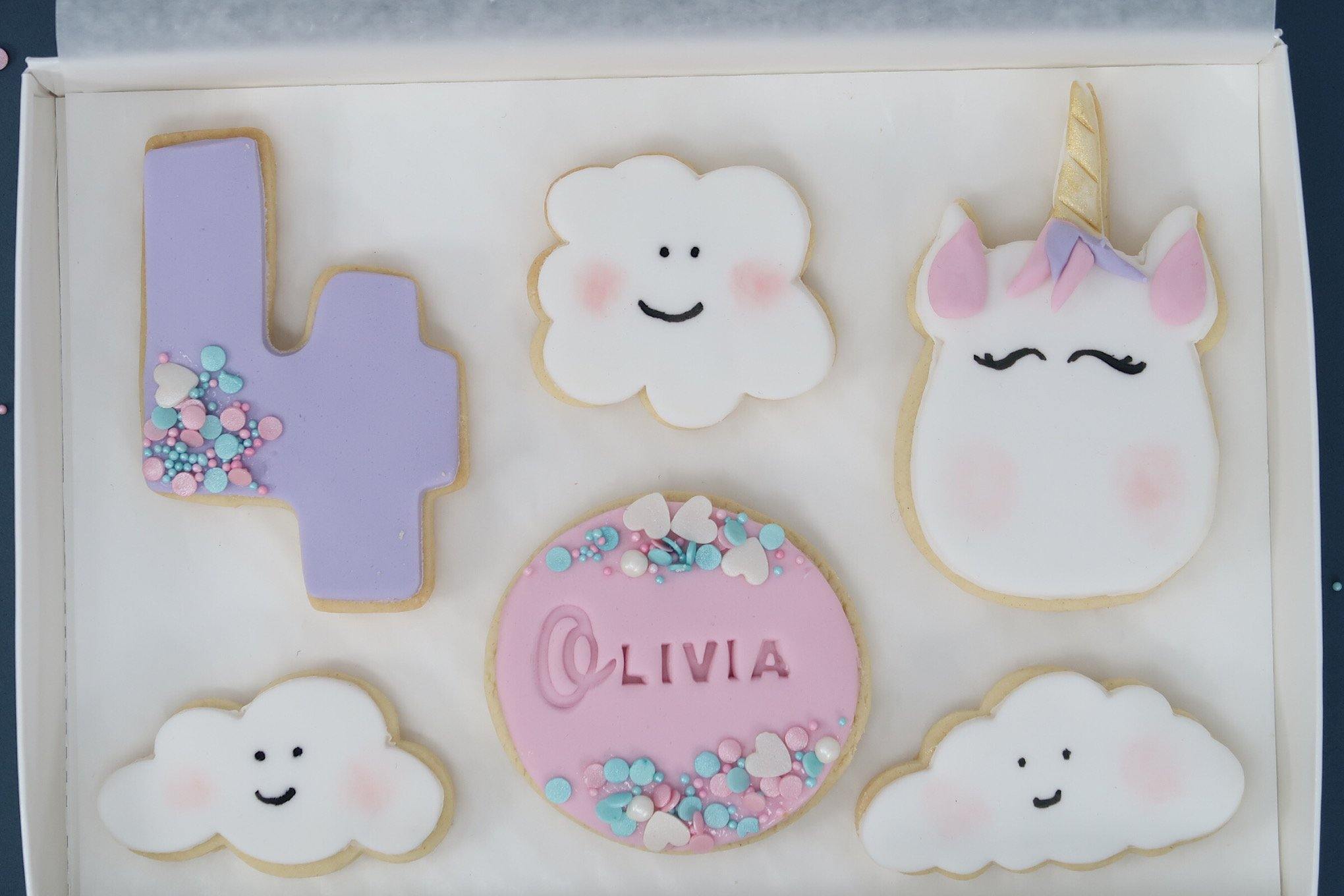 unicorn birthday cookie set, unicorn cookies